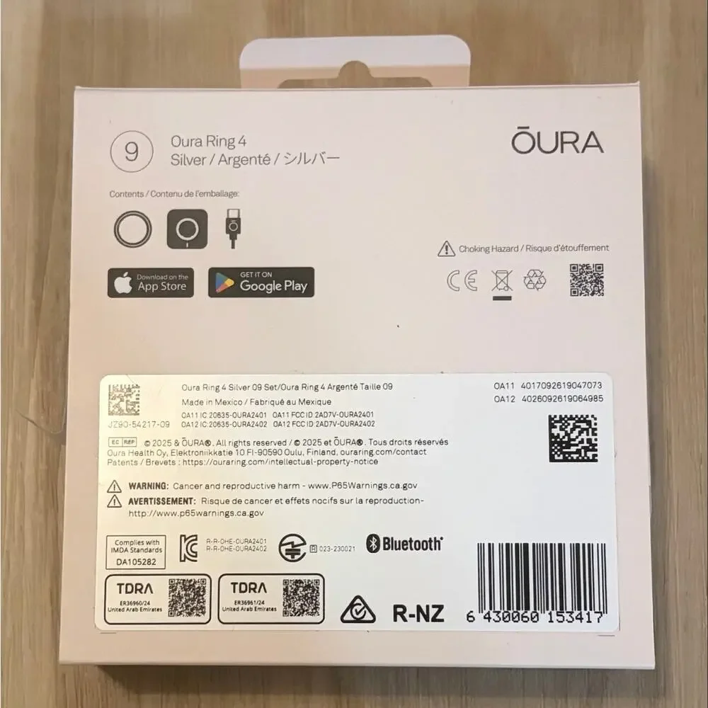 Oura Ring Size 9 Silver Brand New in Box Smart Sleep Fitness Health Tracker